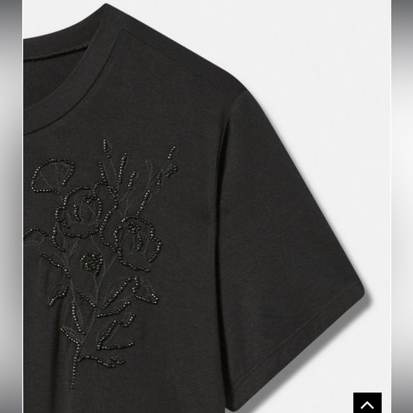 Torrid Line Beaded Botanical Perfect Super Soft Crew Neck Tee Size 3 - Picture 3 of 7